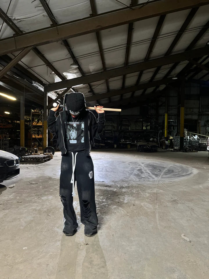 Black Rhinestone Sweatpants